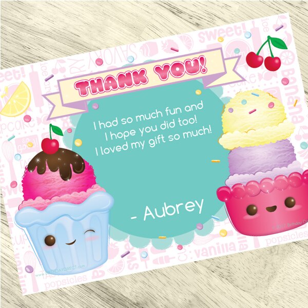 Ice Cream Smiles Party Thank You, 5x7-in, Editable PDF Printable by Birthday Direct