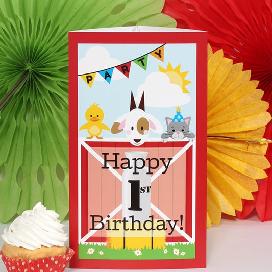 Farm Barnyard 1st Birthday Centerpiece PDF Printable by Birthday Direct