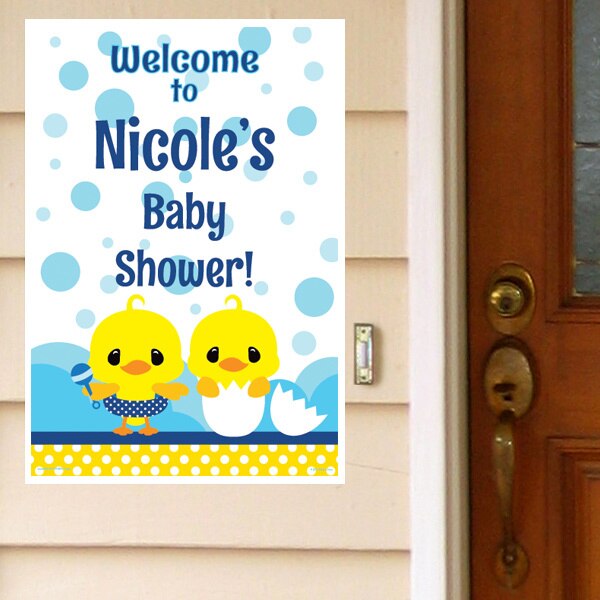 Little Ducky Baby Shower Door Greeter, Editable PDF Printable by Birthday Direct