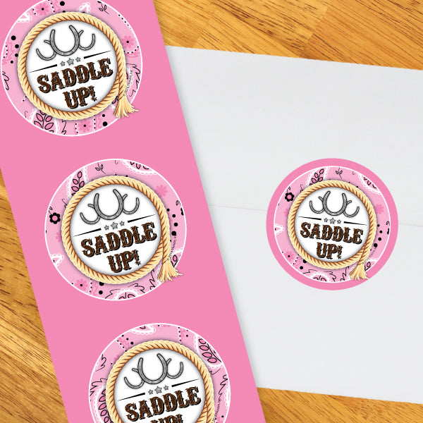 Bandana Pink Party 2-in Circle, 8.5x11 Printable PDF by Birthday Direct