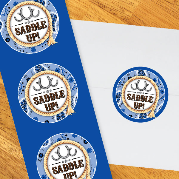 Bandana Blue Party 2-in Circle, 8.5x11 Printable PDF by Birthday Direct