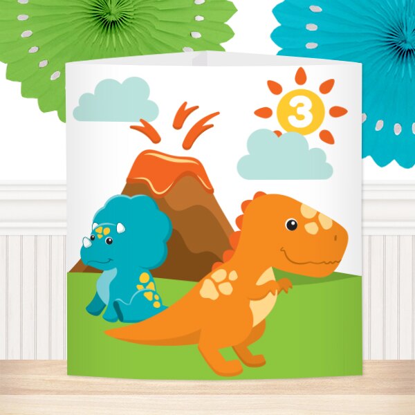 Little Dinosaur 3rd Birthday Centerpiece, 8.5x11 Printable PDF by Birthday Direct