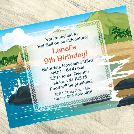 Polynesian Island Party Invitation, 5x7-in, Editable PDF Printable by Birthday Direct