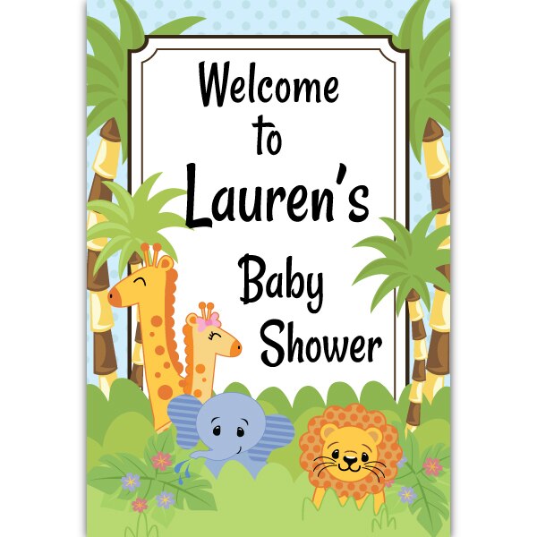 Jungle Babies Baby Shower Door Greeter, Editable PDF Printable by Birthday Direct