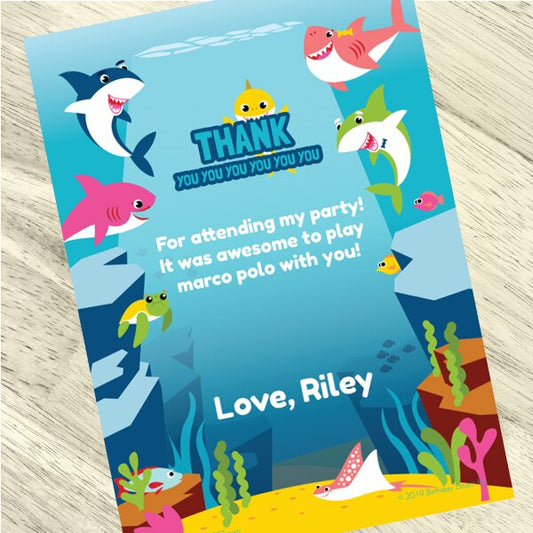 Shark Baby Party Thank You, 5x7-in, Editable PDF Printable by Birthday Direct