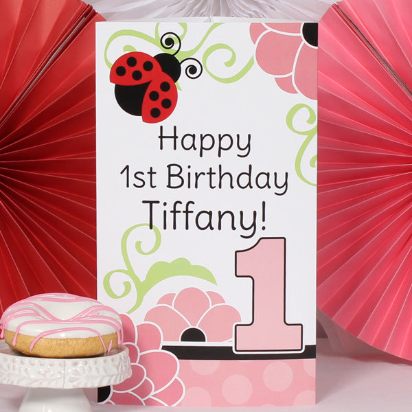 Little Ladybug 1st Birthday Centerpiece, 10 inch Editable Canva Template by Birthday Direct