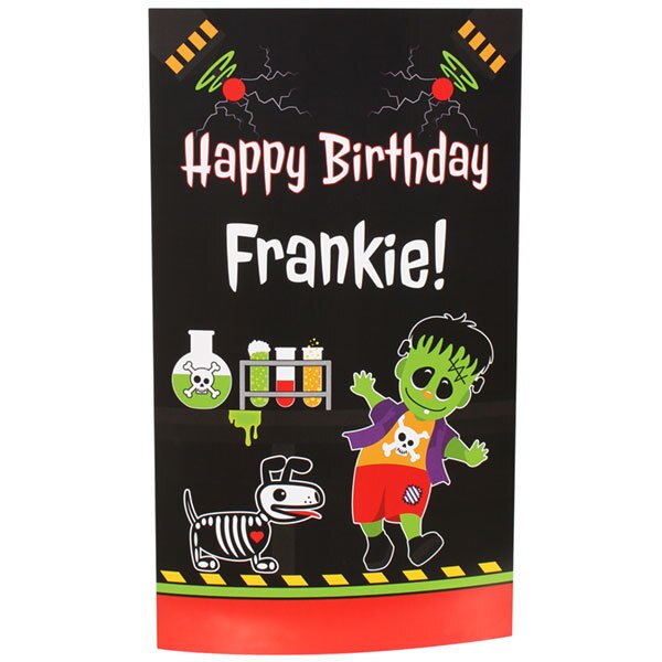 Mad Slime Scientist Little Frankie Birthday Centerpiece, 10 inch Editable Canva Template by Birthday Direct