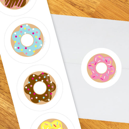 Donut Party 2-in Circle, 8.5x11 Printable PDF by Birthday Direct