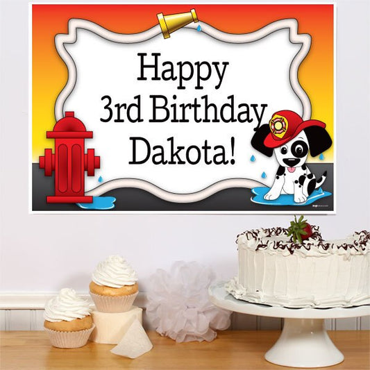 Firefighter Puppy Party Sign, Editable PDF Printable by Birthday Direct