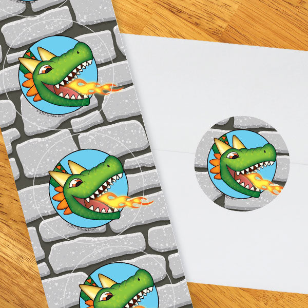 Dragon Castle Party 2-in Circle, 8.5x11 Printable PDF by Birthday Direct