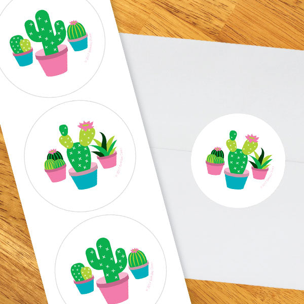 Cactus Party 2-in Circle, 8.5x11 Printable PDF by Birthday Direct