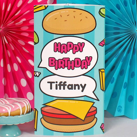 Hamburger Birthday Centerpiece, 10 inch Editable PDF Printable by Birthday Direct