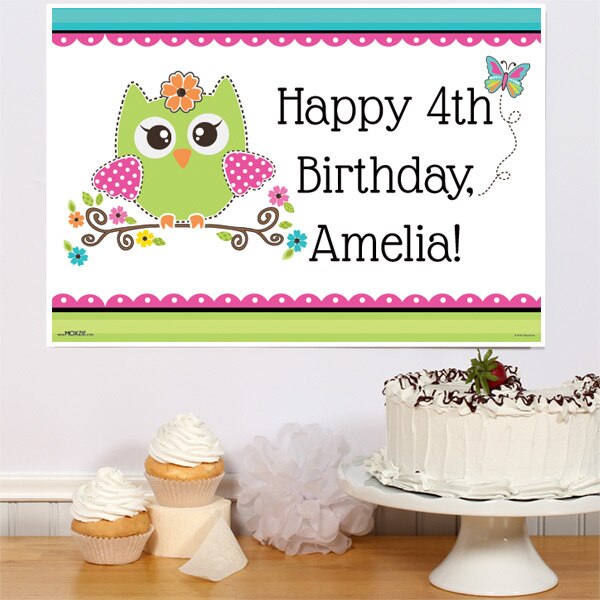 Little Owl Party Sign, Editable PDF Printable by Birthday Direct