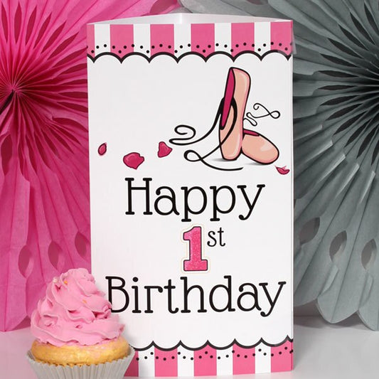 Ballerina 1st Birthday Centerpiece Editable Canva Printable by Birthday Direct