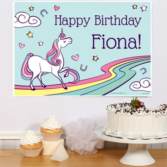 Unicorn Pony Party Sign, Editable PDF Printable by Birthday Direct