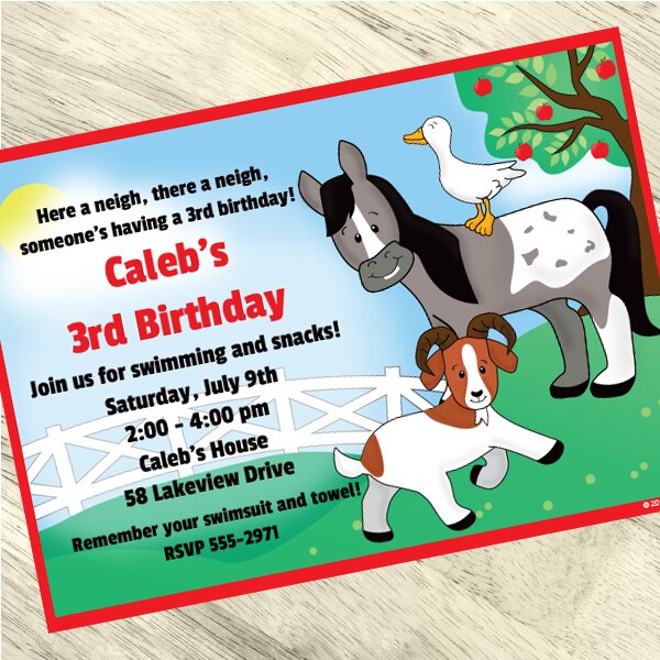 On the Farm Party Invitation, 5x7-in, Editable Canva Template by Birthday Direct