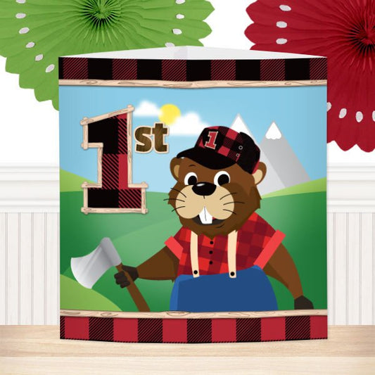 Woodland Lumberjack Beaver 1st Birthday Centerpiece, 8.5x11 Printable PDF by Birthday Direct