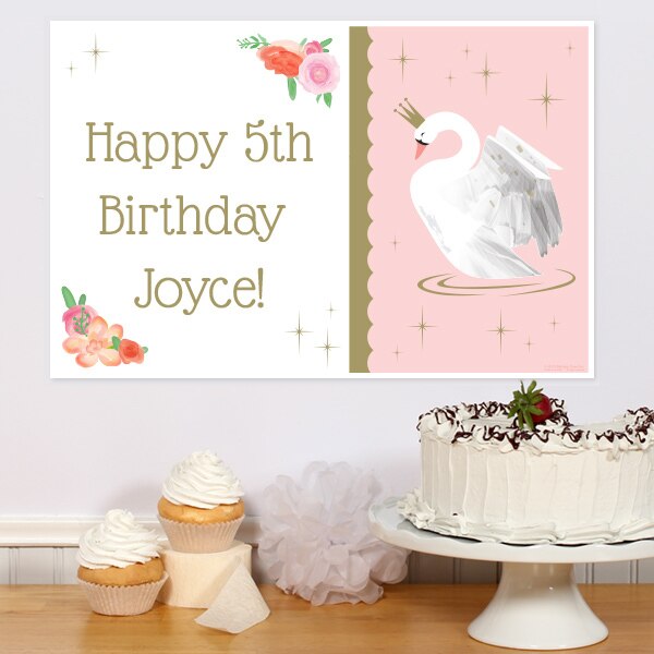 Swan Party Sign, Editable PDF Printable by Birthday Direct