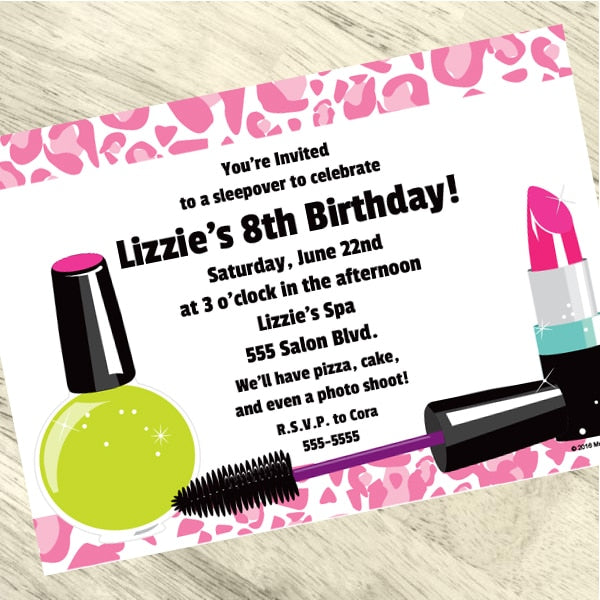 Glamour Makeup Party Invitation, 5x7-in, Editable PDF Printable by Birthday Direct