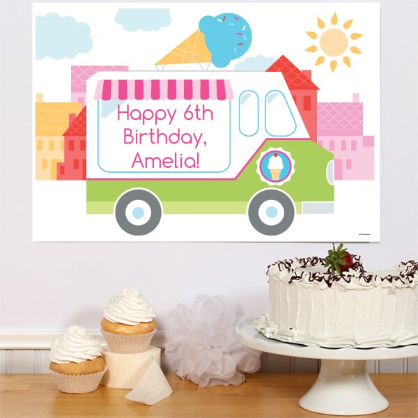 Ice Cream Party Sign, Editable PDF Printable by Birthday Direct