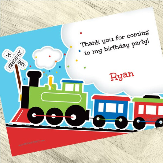 Little Train Party Thank You, 5x7-in, Editable PDF Printable by Birthday Direct