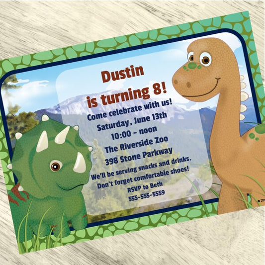 Dinosaur Friends Party Invitation, 5x7-in, Editable PDF Printable by Birthday Direct