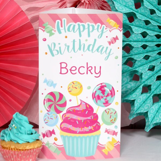 Candy Birthday Centerpiece, 10 inch Editable PDF Printable by Birthday Direct