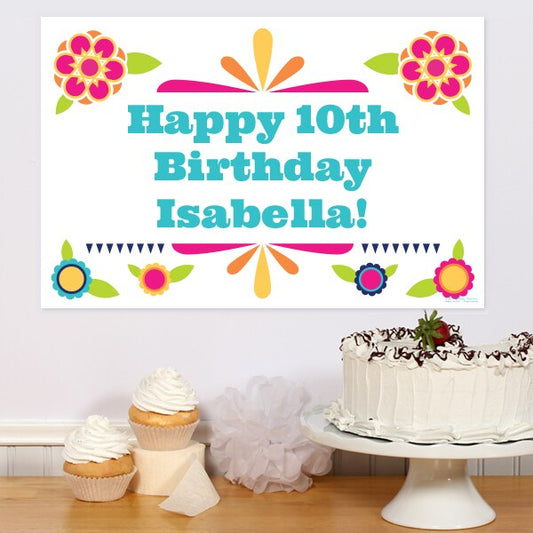 Bohemian Fiesta Party Sign, Editable PDF Printable by Birthday Direct