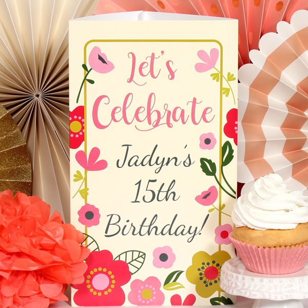 Coral Floral Party Centerpiece, 10 inch Editable PDF Printable by Birthday Direct