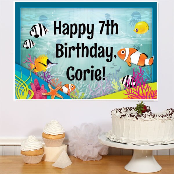 Clown Fish Party Sign, Editable Canva Template by Birthday Direct