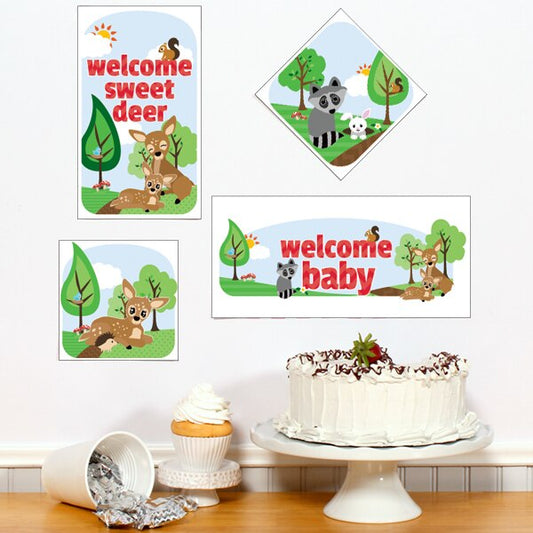 Woodland Animals Baby Shower Sign Cutouts Wall Decoration, 8.5x11 Printable PDF by Birthday Direct