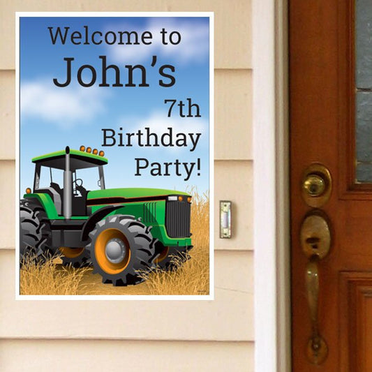 Farm Tractor Party Door Greeter, Editable PDF Printable by Birthday Direct