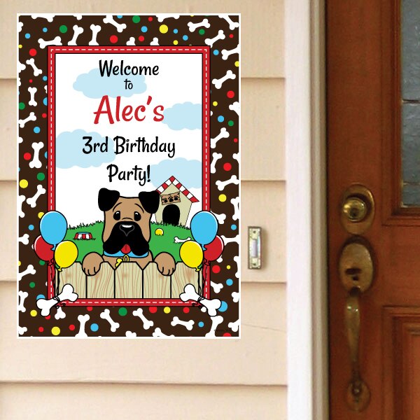 Little Dog Party Door Greeter, Editable PDF Printable by Birthday Direct