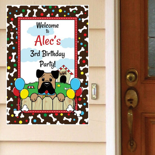 Little Dog Party Door Greeter, Editable PDF Printable by Birthday Direct