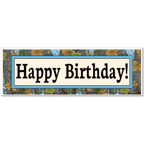 Camouflage Blue Birthday Small Banner, Editable Canva Template by Birthday Direct