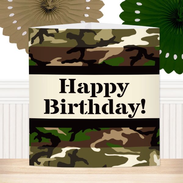 Camouflage Warrior Birthday Centerpiece, 8.5x11 Printable PDF by Birthday Direct