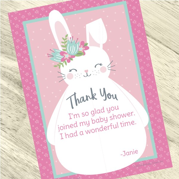 Little Bunny Party Thank You, 5x7-in, Editable PDF Printable by Birthday Direct