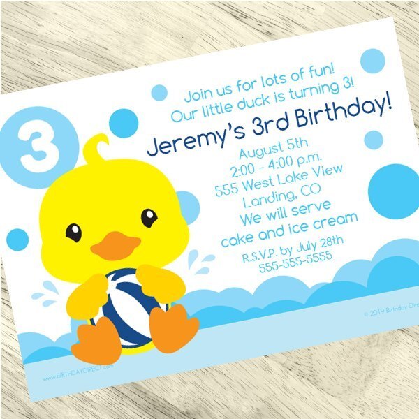 Little Ducky 3rd Birthday Invitation, 5x7-in, Editable Canva Template by Birthday Direct