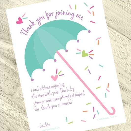 Sprinkle Baby Shower Thank You, 5x7-in, Editable PDF Printable by Birthday Direct