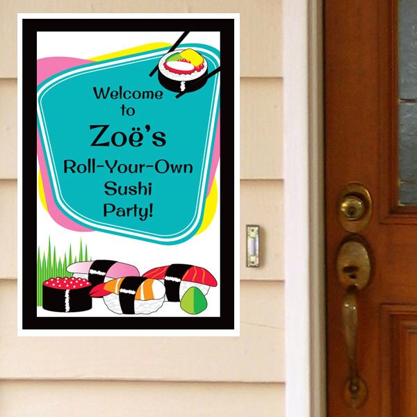 Sushi Party Door Greeter, Editable PDF Printable by Birthday Direct