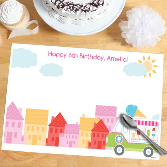 Ice Cream Party Placemat, 8.5x11 Editable PDF Printable by Birthday Direct