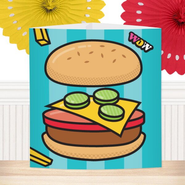 Hamburger Party Centerpiece, 8.5x11 Printable PDF by Birthday Direct