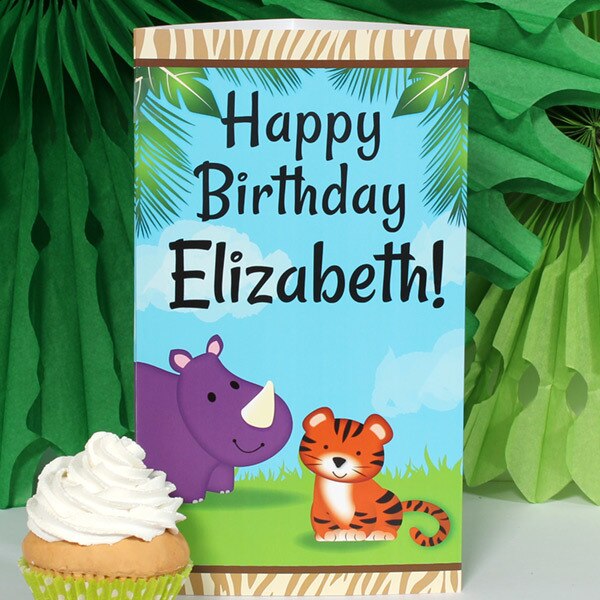 Jungle Animals Birthday Centerpiece, 10 inch Editable PDF Printable by Birthday Direct