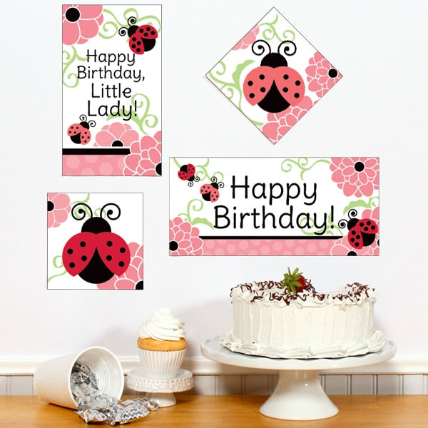 Little Ladybug Party Sign Cutouts Wall Decoration, 8.5x11 Printable PDF by Birthday Direct