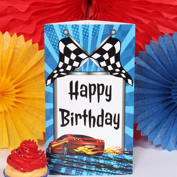 Hot Tracks Birthday Centerpiece Editable Canva Printable by Birthday Direct