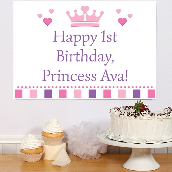 Little Princess 1st Birthday Sign, Editable Canva Template by Birthday Direct