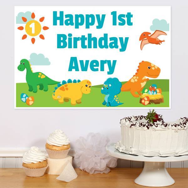 Little Dinosaur 1st Birthday Sign, Editable Canva Template by Birthday Direct