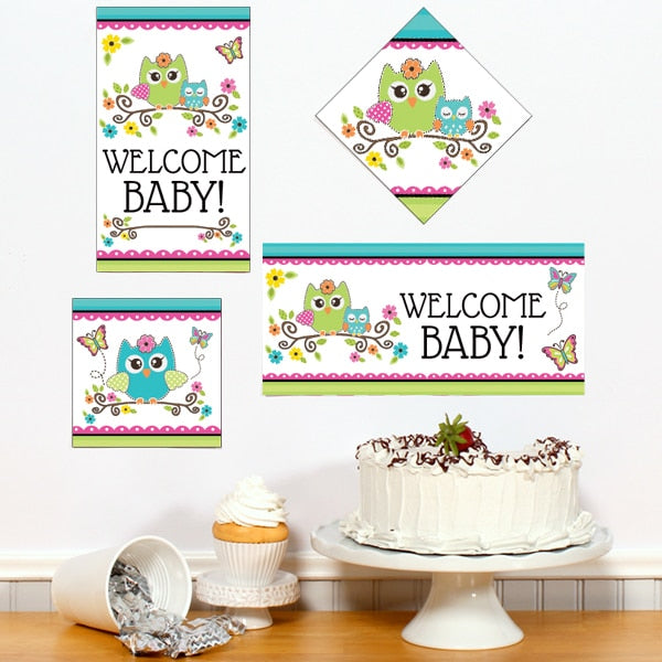 Little Owl Baby Shower Sign Cutouts Wall Decoration, 8.5x11 Printable PDF by Birthday Direct