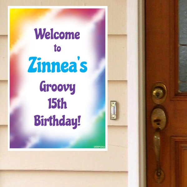 Tie Dye Party Door Greeter, Editable PDF Printable by Birthday Direct