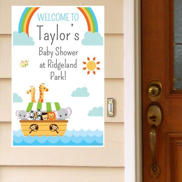 Noah's Ark Baby Shower Door Greeter, Editable PDF Printable by Birthday Direct